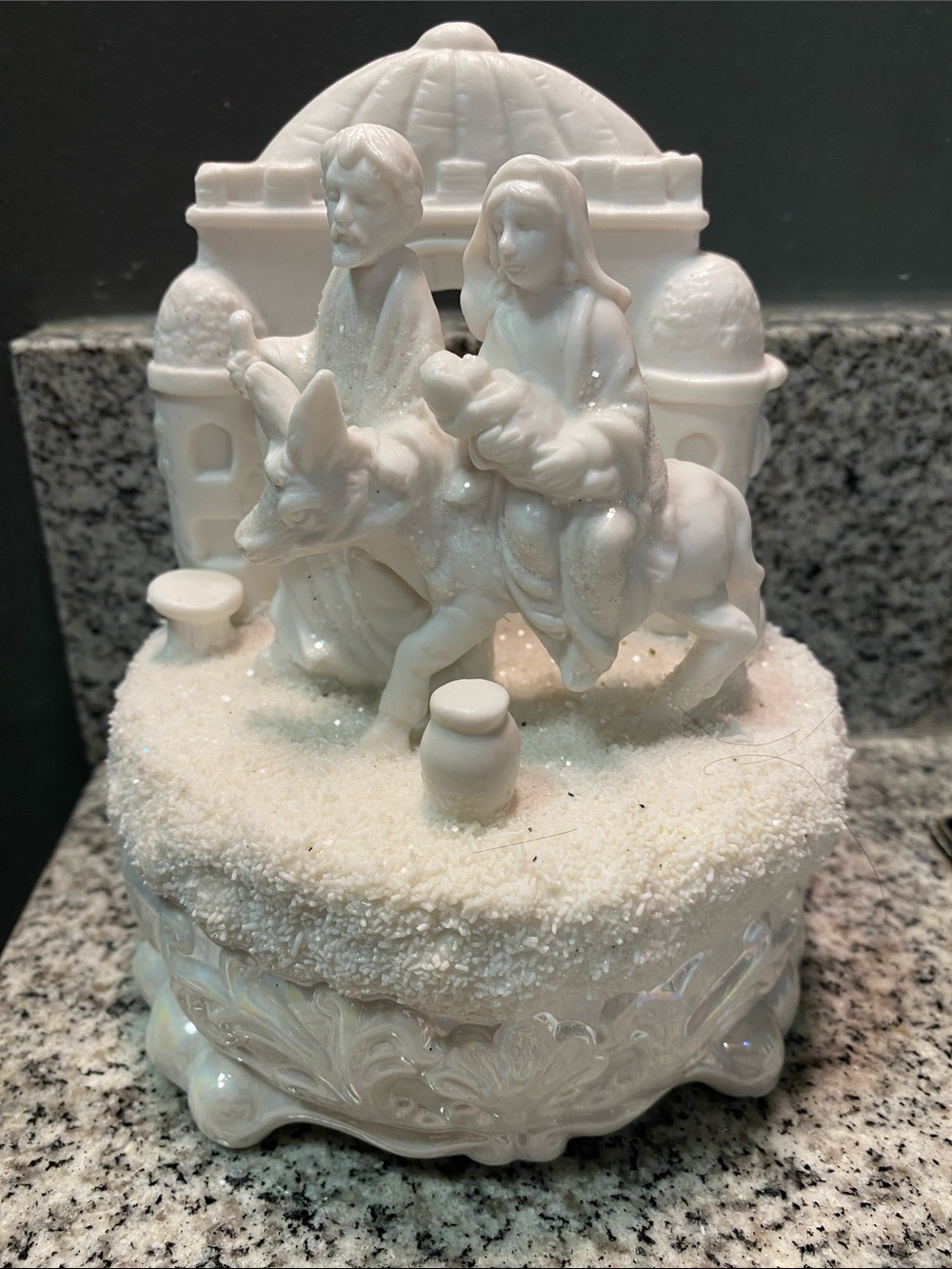 White Ceramic Nativity Music Box Figurine